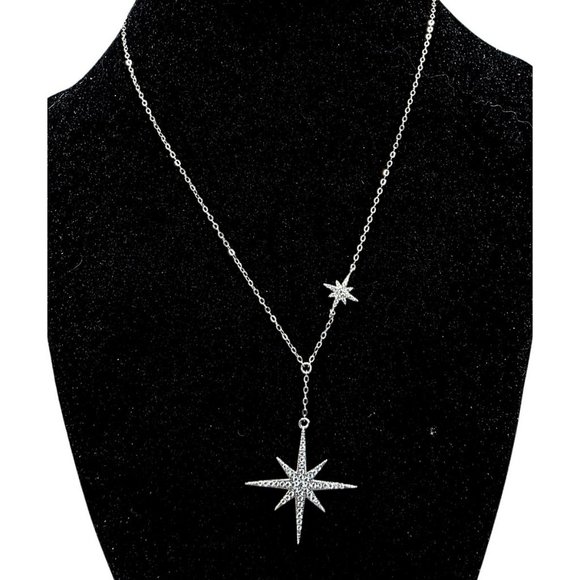 New Tocara Sterling Silver Starburst Pendant Necklace DiAmi Crystal Cluster Star - Picture 1 of 13